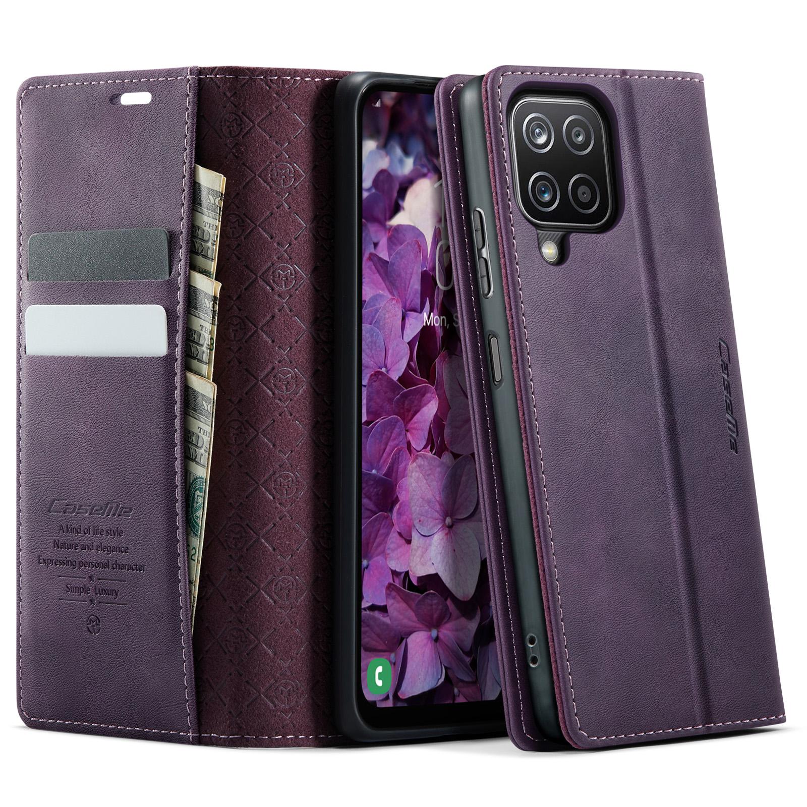 

Для Samsung Galaxy A12 Чехол CASEME Серия 033 Блокирующий RFID Кошелек Подставка Кожа с текстурой теленка Чехол для телефона Purple
