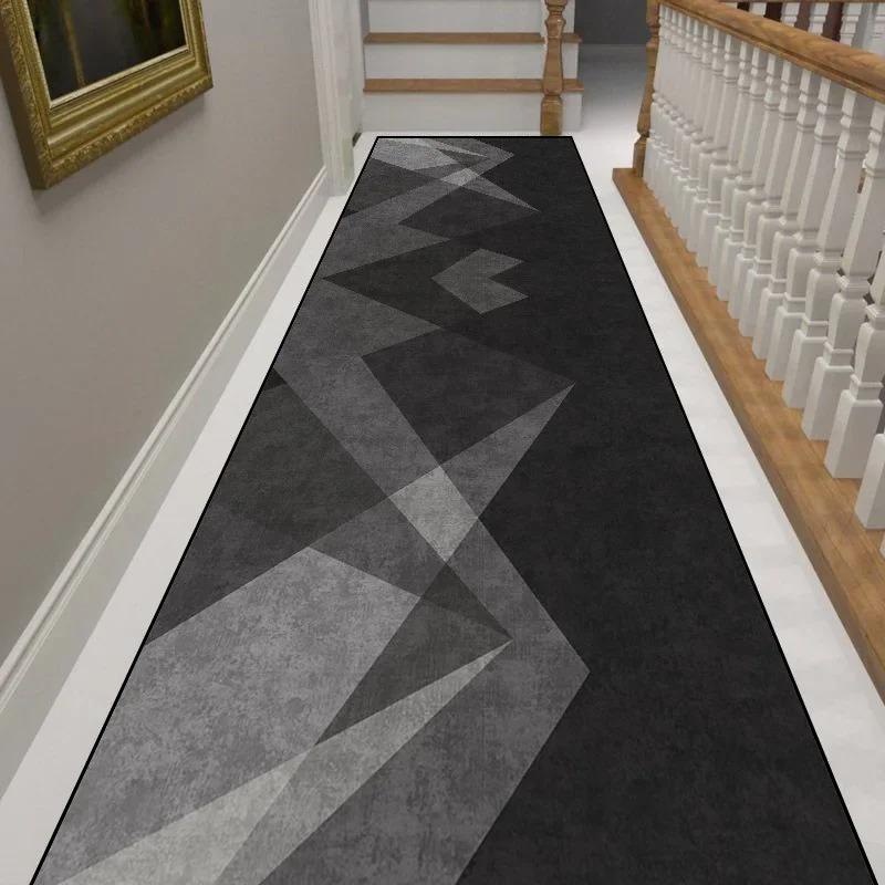 Moderne Geometrische Hal Loper Tapijt Grijs Gouden Lijnen Abstract Lang Vloerkleed voor Woonkamer Keuken Entree Antislip