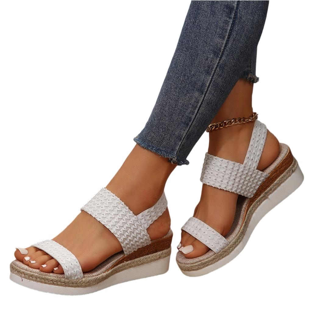 Women Summer Wedge Sandals Open Toe Platform Heels Slip On Beach Casual Lightweight Comfortable Shoes