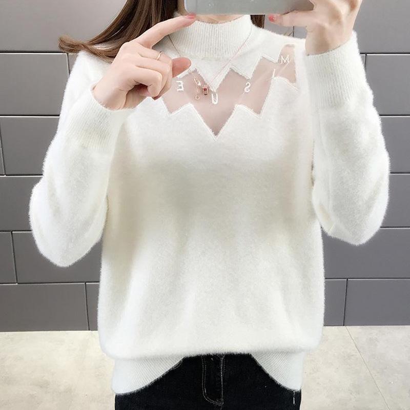 Sweater for Women Autumn Winter Thickened Pullover Warm Knitted Stretchy Long Sleeve Oversize Jumper Tops
