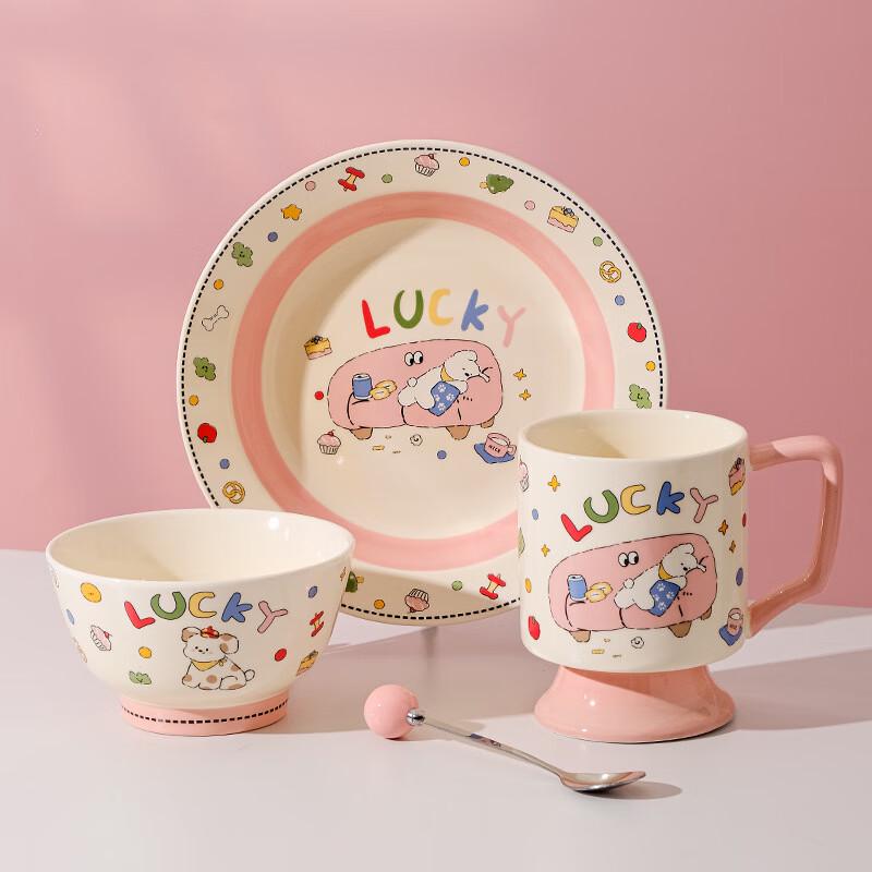 

Yuyi Angel Pink Enamel Tableware Set for One