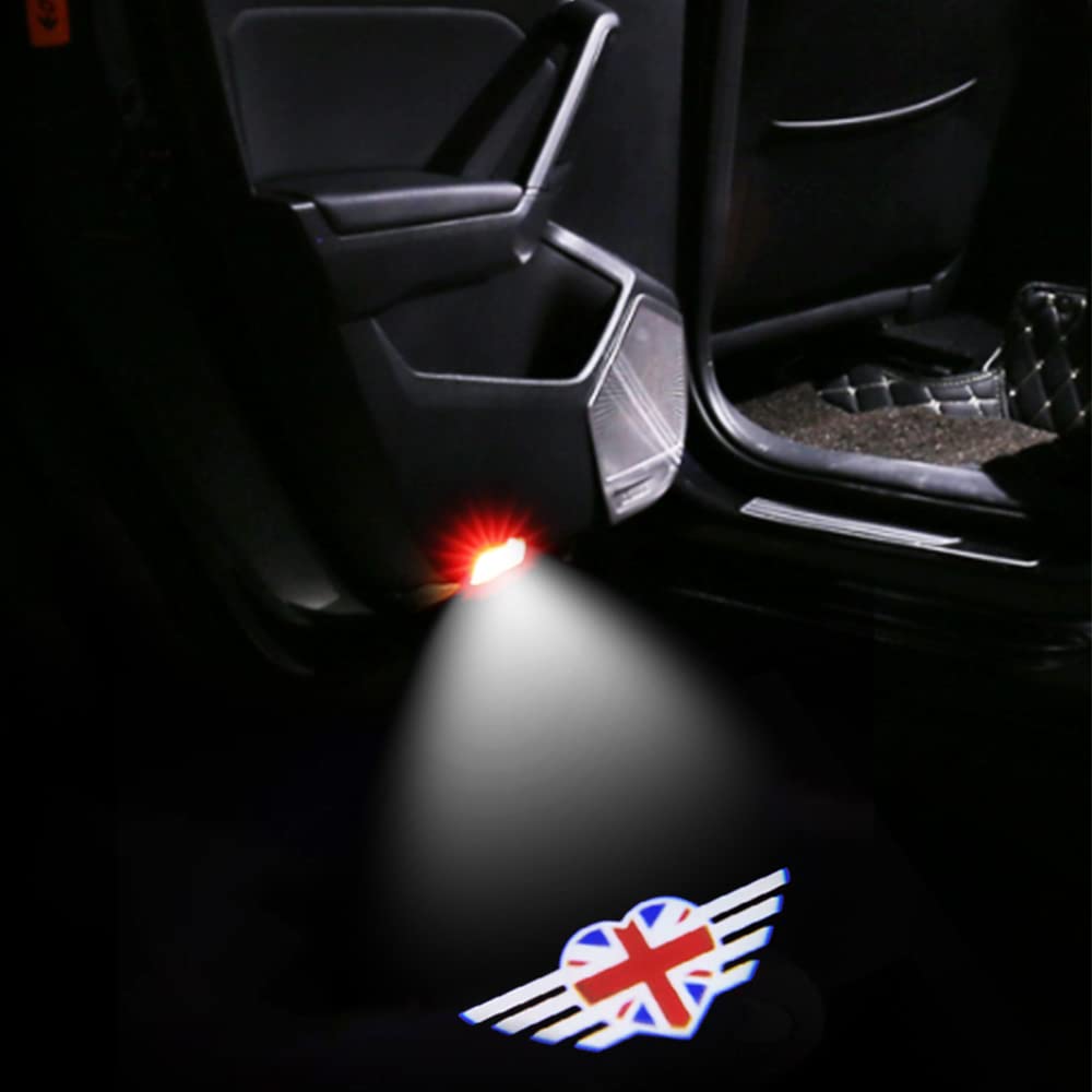 Car Courtesy Lights for Cooper One S R55 R56 R60 F55 F56 F60, Courtesy Light Logo Projection, Car Door Lamps with Tools, Set of 2 (01)
