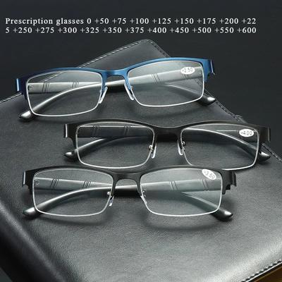 Metal Anti-blue Light Men Business Eyewear Farsighted Reading Glasses Eyeglasses Diopter 0 +0.5+0.75+1.0 To +6.0