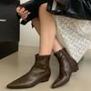 2025 New Autumn and Winter Pointed Women's Thin Boots Thin Heel Women's Boots French Medium Heel Short Boots Martin Boots