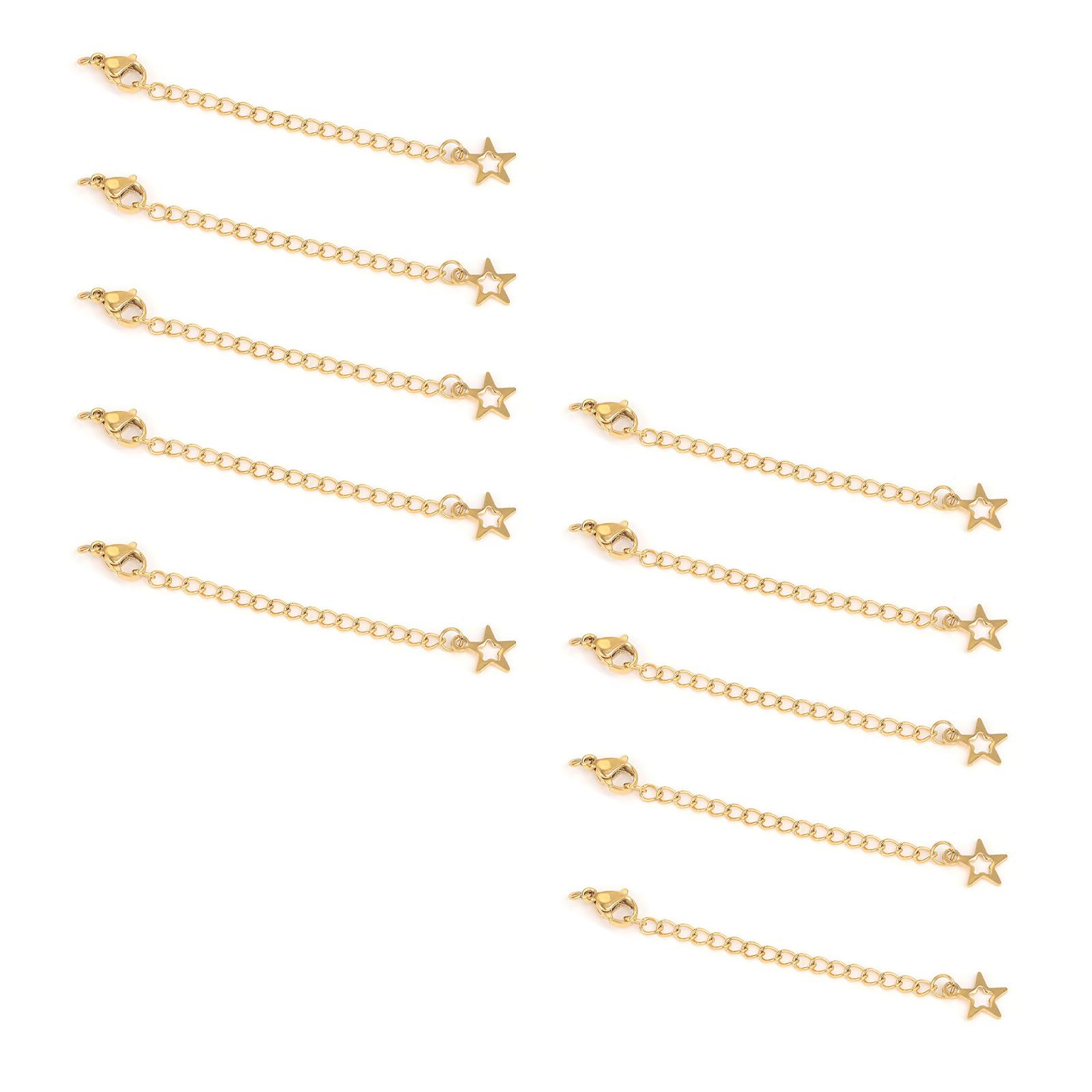 

Набор из 10 универсальных удлинителей для ювелирных изделий, удлинительных цепочек, аксессуаров, практичных удлинительных цепочек для создания индивидуальных украшений 8 золотой