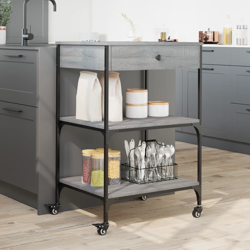 Kitchen Trolley Grey Sonoma 60x48x89.5 cm Particleboard