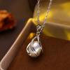 seniko Freshwater Pearl Necklace Fashion Geometry Cage Necklaces For Women Leaf Necklace
