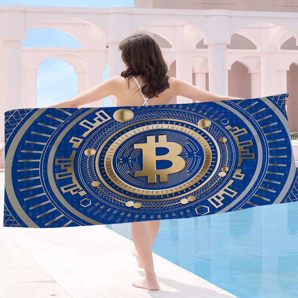 Popular Logo Bitcoin Microfiber Beach Towel Absorbent Quick Dry Soft Yoga Swimming Resort Mountain Climbing Towel