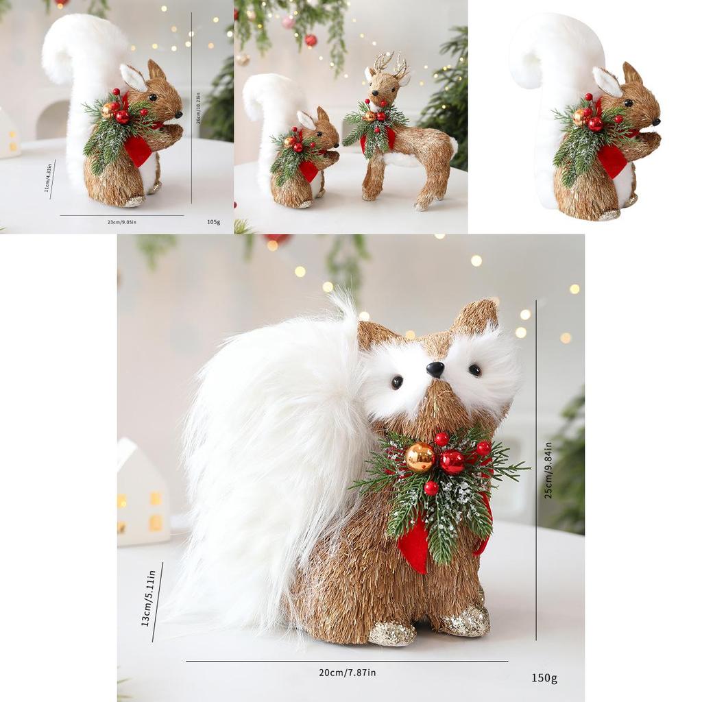 Christmas Woven Fox Squirrel Decor With European Style For Holiday Display