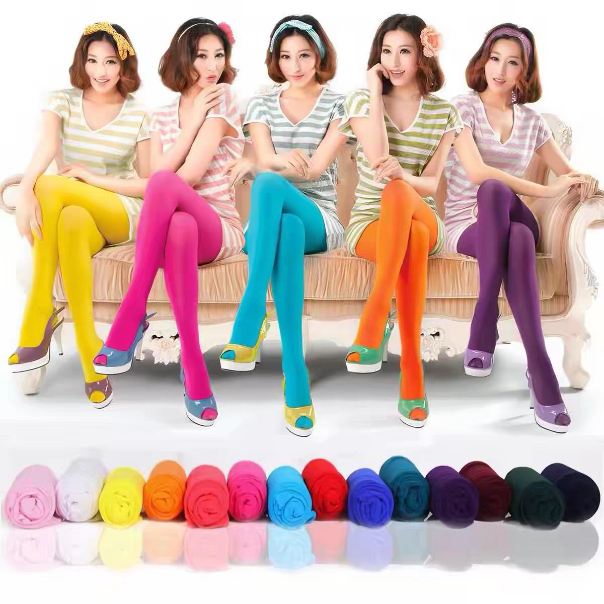 Candy Color Velvet Bare Leg Tights - Spring & Autumn Japanese Style Rose Red