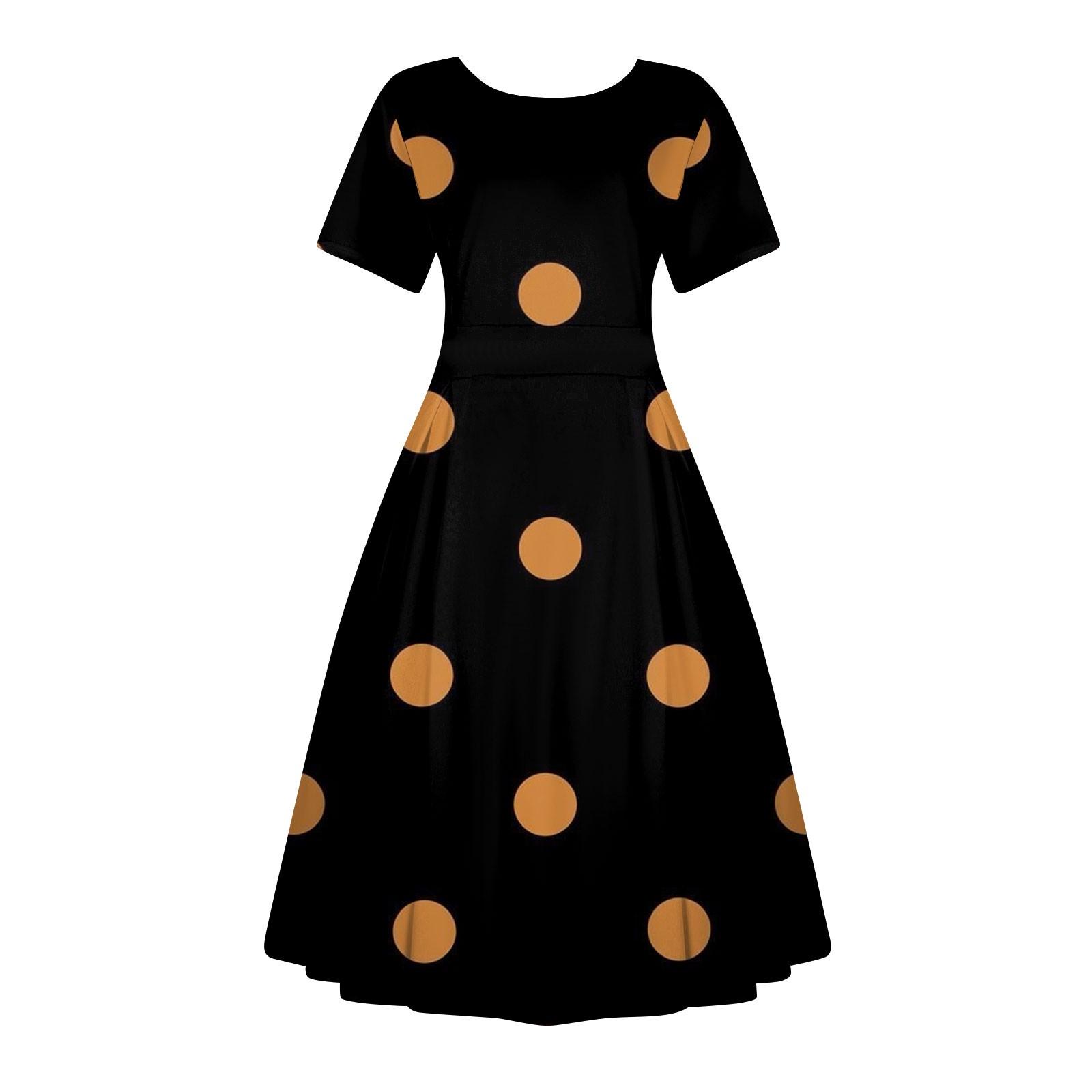 

Женское повседневное модное платье, винтажное платье миди с принтом подсолнечника, круглым вырезом и коротким рукавом, длинные большие распашные платья L чёрный