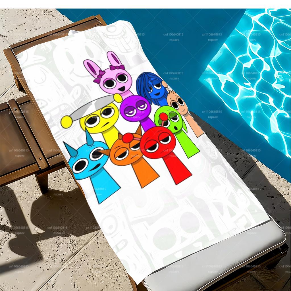 Cute Game Characters Beach Towel Soft Microfiber Bath Towel for Kids Beach Pool Bathroom Decor