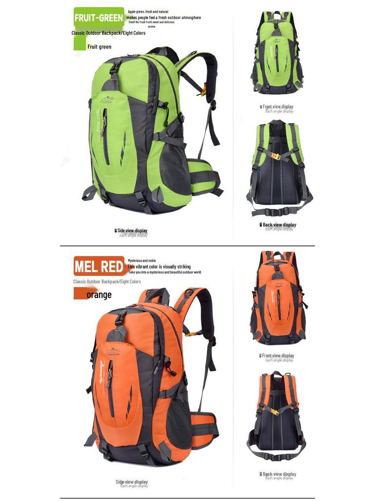 Unisex 40L Water-Repellent Hiking Backpack for Travel and Mountaineering