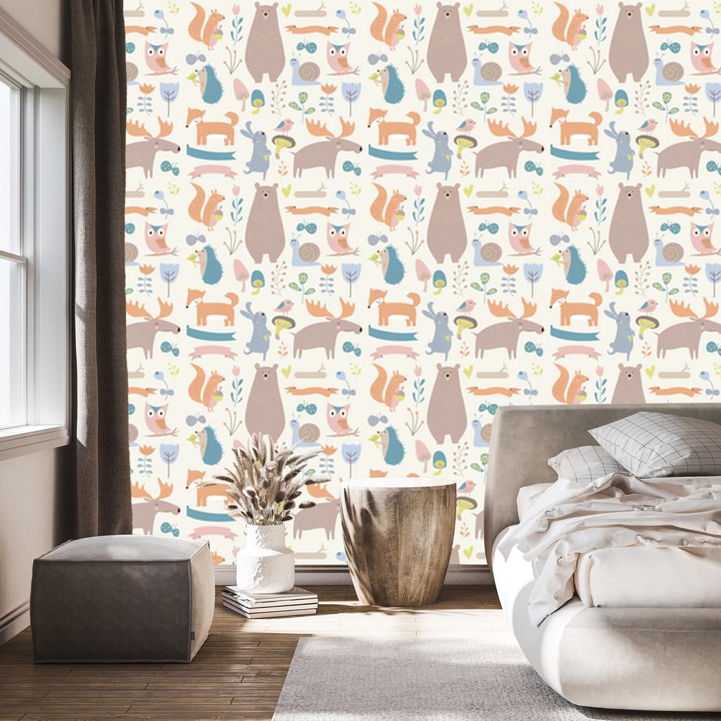 Forest Animals and Friends Wallpaper for Living Room and Bedroom 50x1000
