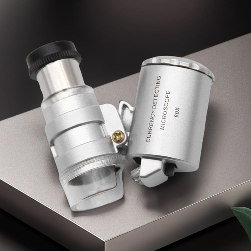 Mini Pocket Microscope with LED Jewelry Appreciation Microscope Illuminated Adjustable Jeweler Loupe for Jewelry Observation