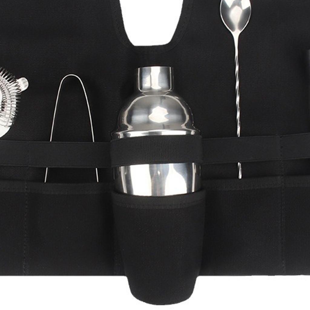 Cocktail Set Carry Bag Portable Folding Roll Strap Professional Mixology Bartender Bag for Camping Outdoor
