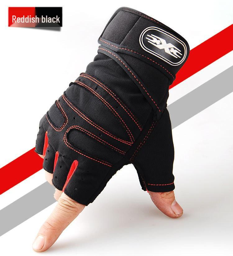 Unisex Halbfinger-Fitnesshandschuhe mit verlängerter Handgelenkstütze - Rutschfest, atmungsaktiv für Gewichtheben, Radfahren und Training