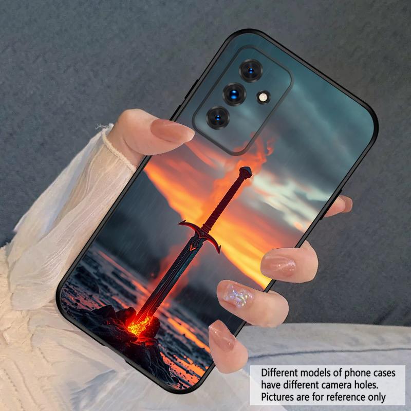 Ein Schwert mit Feuer Für Samsung S20FE S 21 22 23 FE 24 Plus 25 Ultra Galaxy M23 32 34 35 52 53 54 55 5G Silikon Weiche Handyhülle