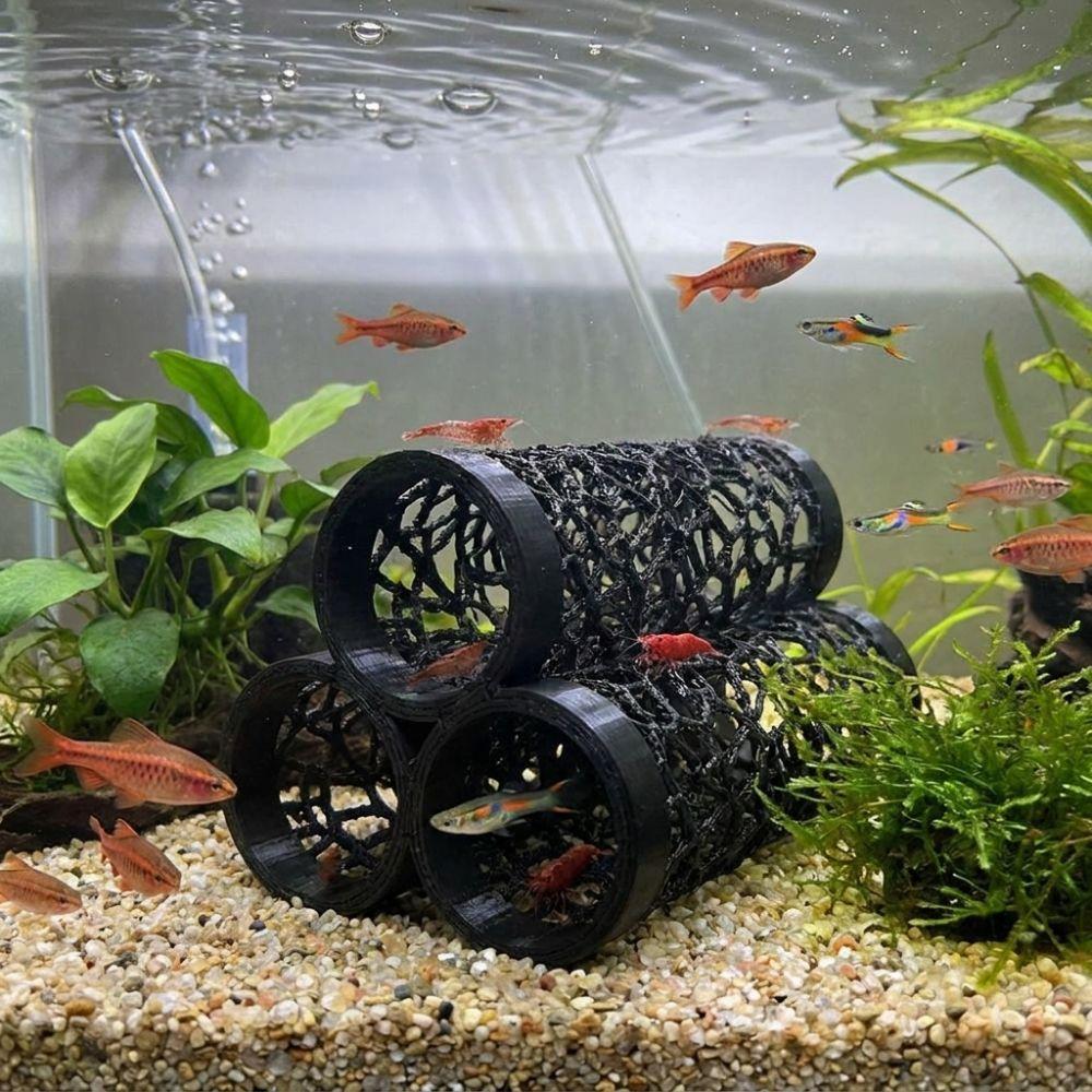 Hollow Out Fish Shrimp Hideout Shelter 3D Printed Betta Hideaway House Fish Tank Ornaments