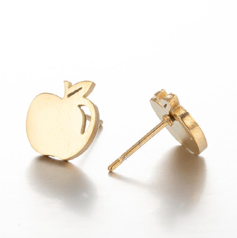 Christmas Eve Stainless Steel Apple Ear Studs for Women - European & American Style