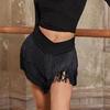 Women Latin Dance Skirt Adult Female Tango Cha Cha Latin Dance Professional Practice Skirt Sexy Three Layer Tassel V Half Skirt