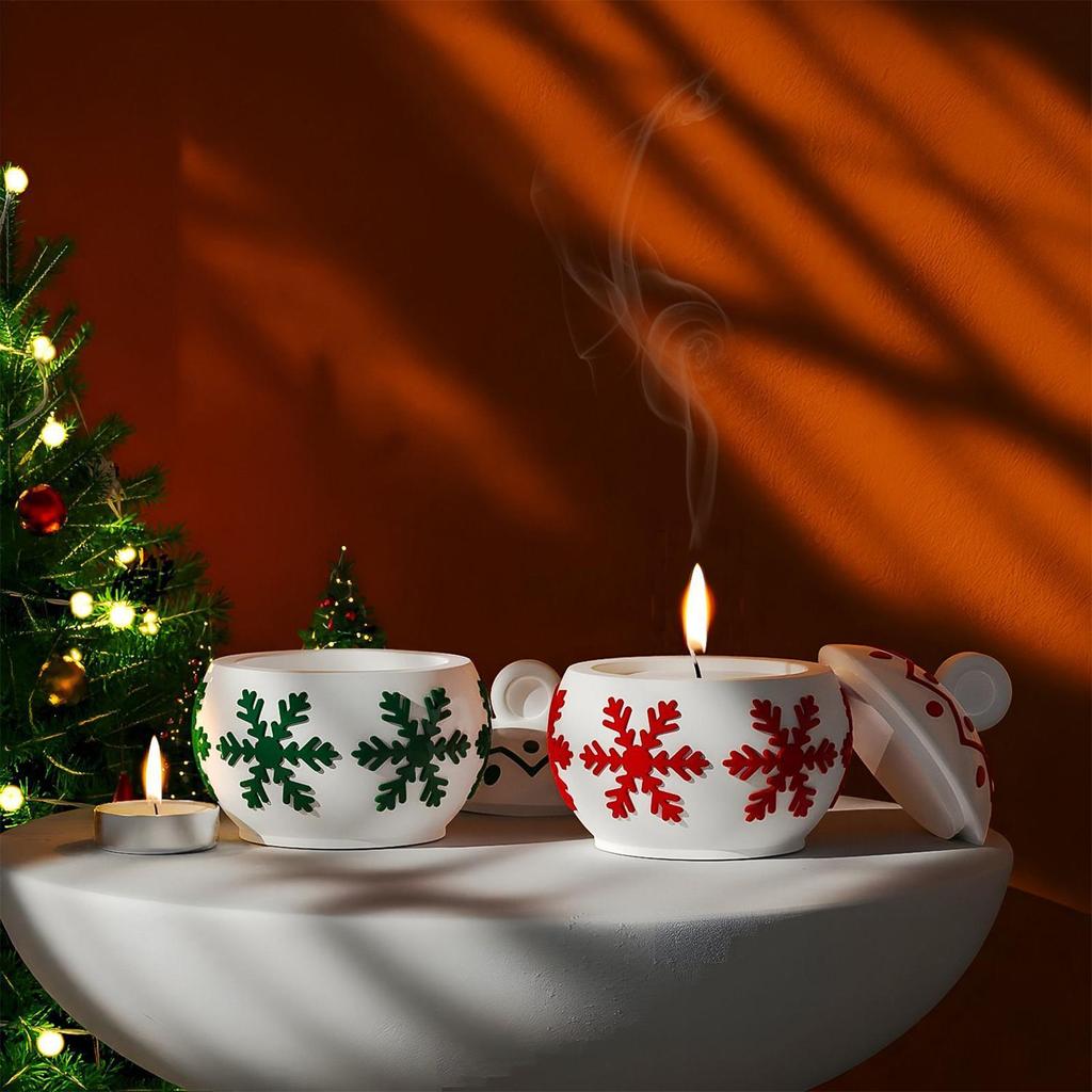 Christmas Candle Cup Dropper Mold Christmas Candle Holder Mold With Snowflake Design DIY Silicone Candle Holder Jewelry Box Mold
