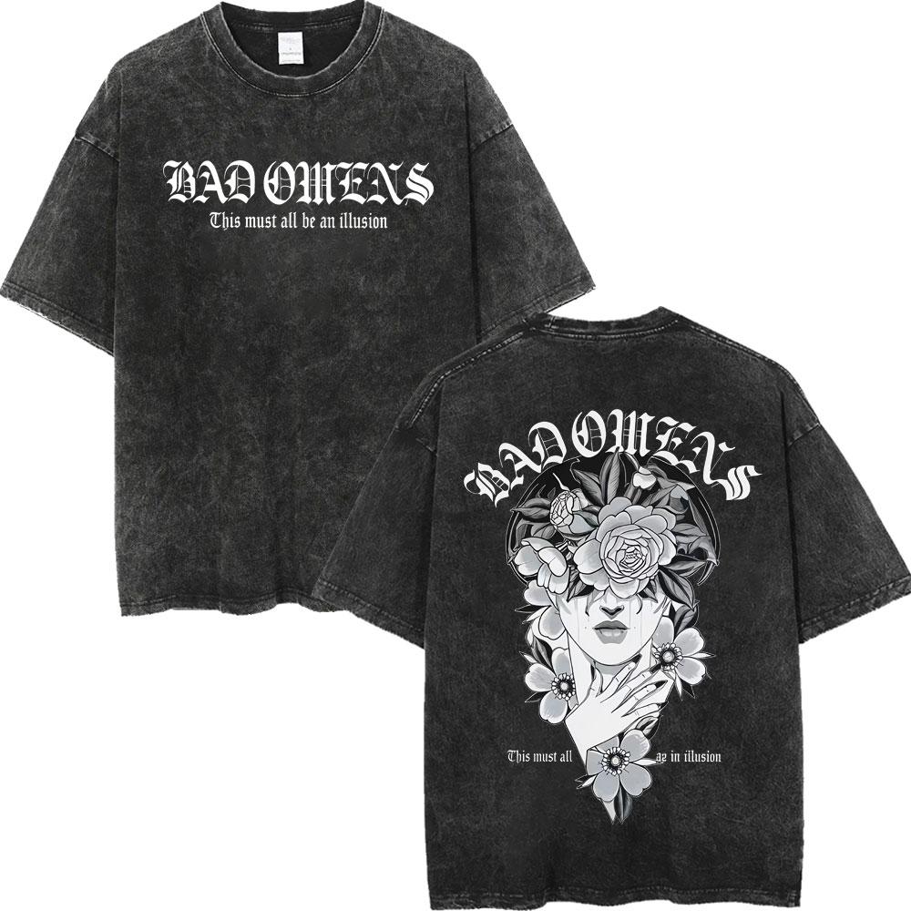Vintage Washed Bad Omens Tour Merch T Shirt High Quality Fashion Oversized Tshirt Men Women Casual Short Sleeve Tshirts
