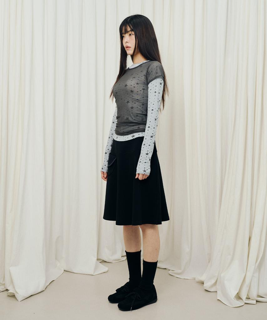 Mihebeu Star Layered Long Sleeve Set Sky Blue Gray
