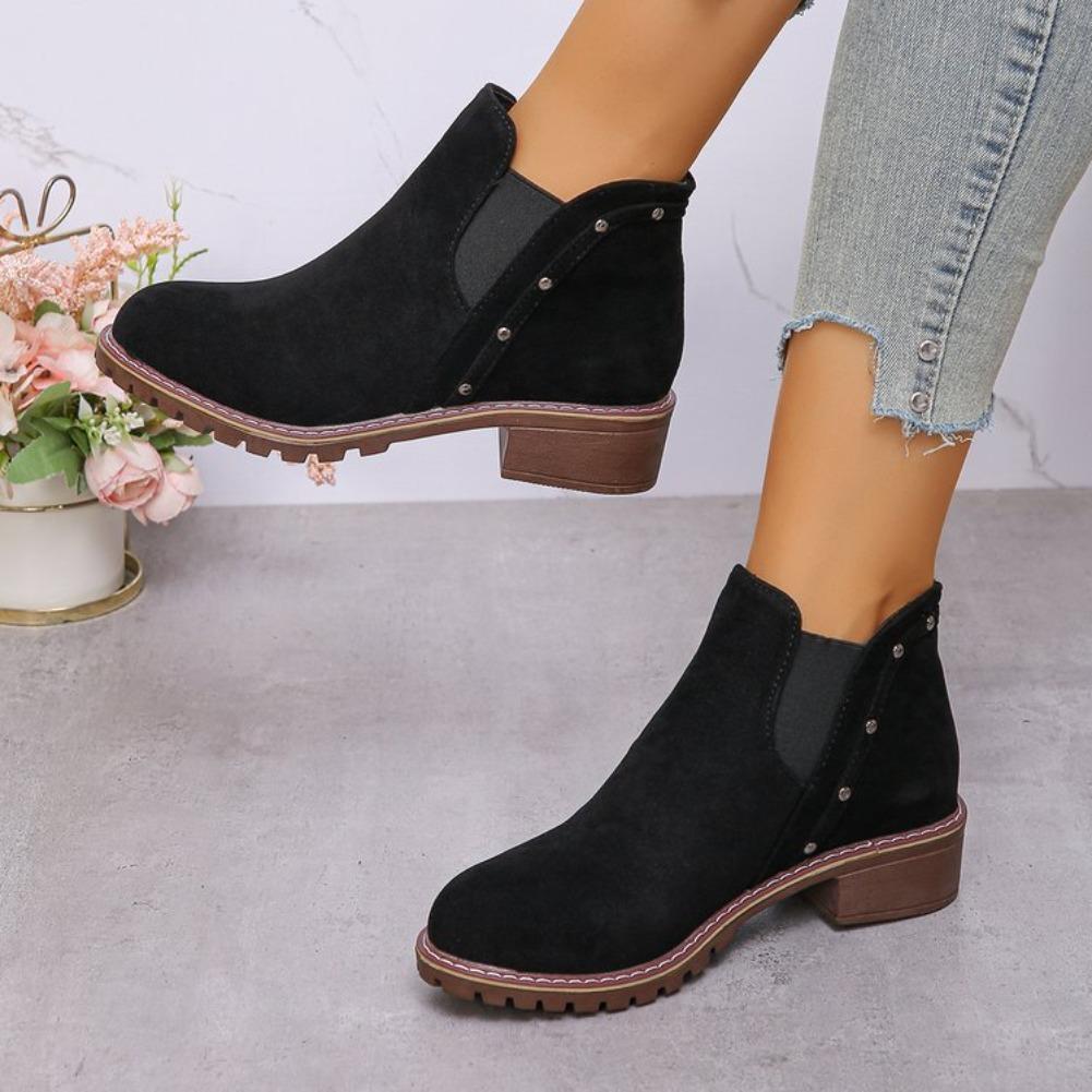 Women'S Boots Promotion Women Shoes Thick Heel Thick Soled Short Boots Fashionable One Foot Outdoor Casual As Tendencia