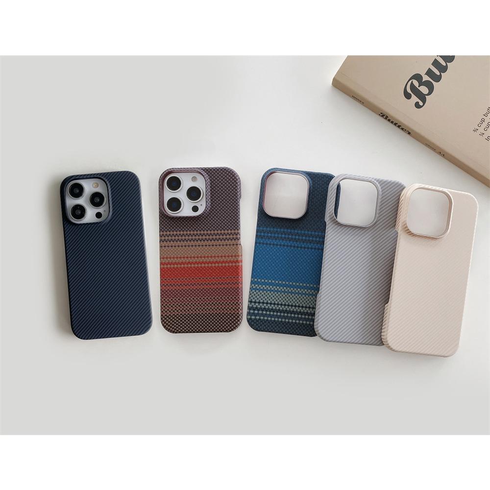 For IPhone 17 Air 16 Plus 15 14 13 Pro Max Kevlar Pattern Phone Case Carbon Fiber Leather Borderless Protective Cover