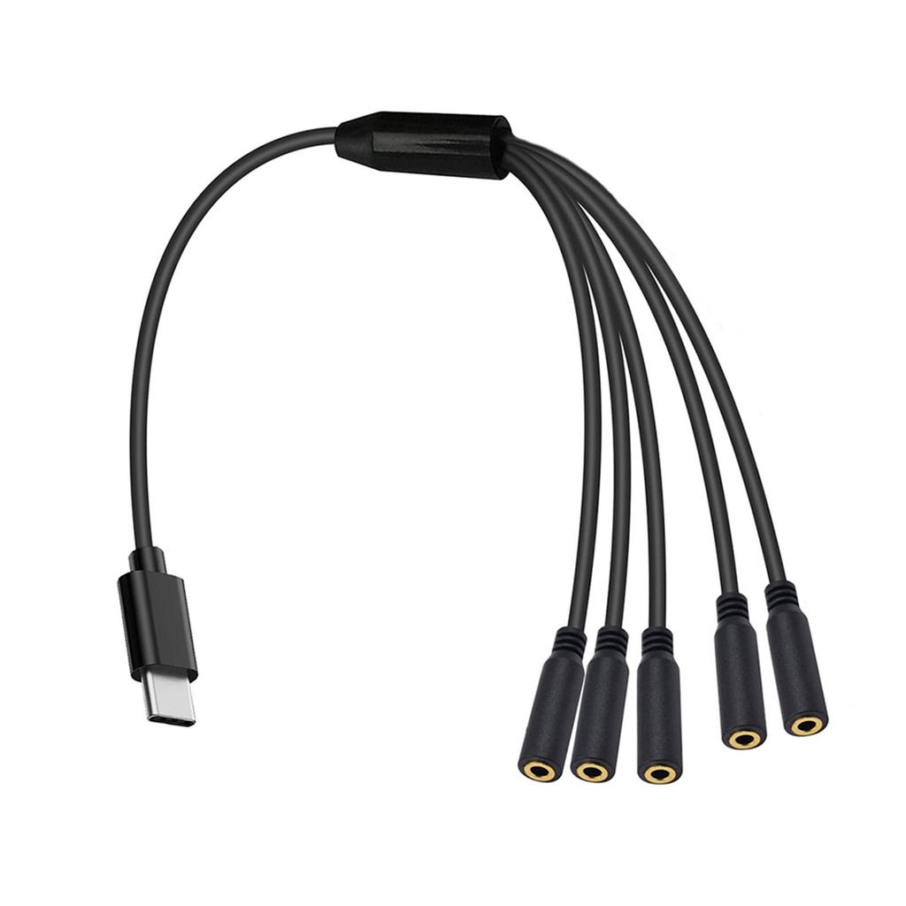 1 To 5 Ways USB Type C To 3.5mm TRS Female Multi Audio Headphone Stereo Cable Headset Splitter Cable for Phones Headsets Speaker