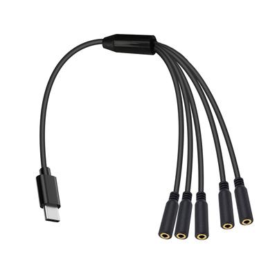 1 à 5 voies USB Type C vers 3,5 mm TRS Femelle Multi Audio Casque Stéréo Câble Diviseur de Câble Ligne pour Casque Haut-parleur