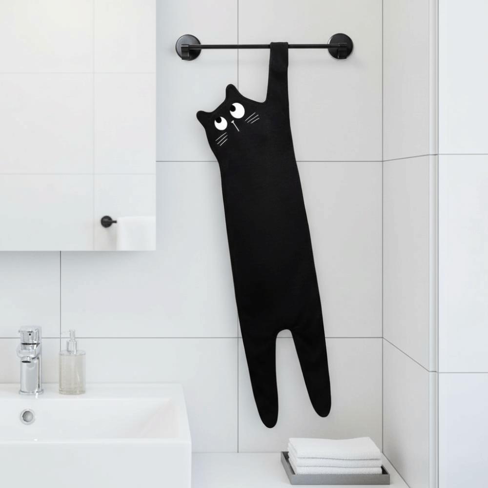 Soft Funny Cat Hand Towel Absorbent Microfiber Towel Creative Kitchen Rag  Bathroom