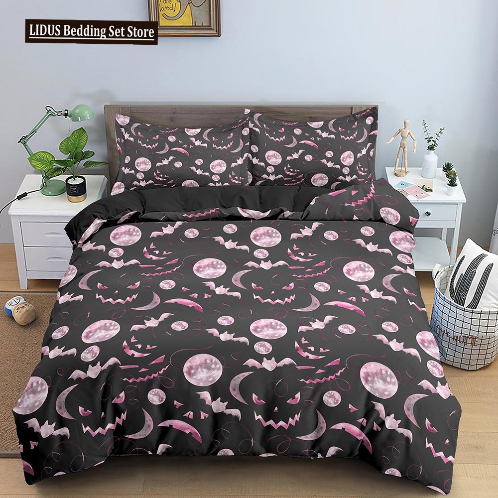 Halloween Bettbezug Cartoon Kürbislaterne Bettwäsche Geist Steppdeckenbezug Kinder Jungen Mädchen Halloween Geschenk Raumdeko 3-teilige Bettwäsche