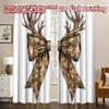 2D FLAT PRINTING 2pcs Curtains (Without Rod) Deer Bow Fashionable Modern Curtains Durable 100% Polyester Fabric Curtains Holiday