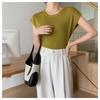 Summer Knitted T-Shirt Women Shirts Pullover Crop Tops Short Sleeve Female Elastic Slim Casual Knit Tee Women's T-Shirts