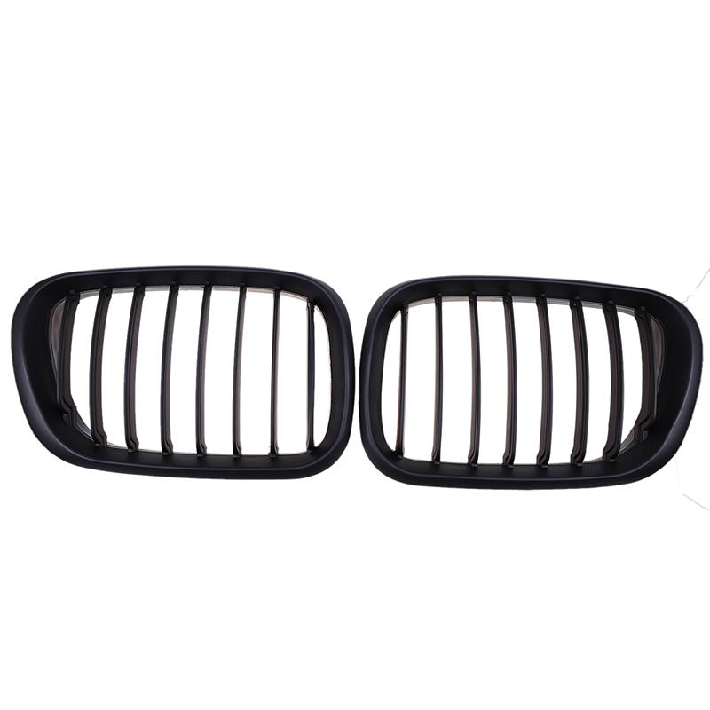 Car Front Bumper Center Grilles for BMW X5 E53 3.0d/3.0i/4.4i/4.6is 2000 2001 2002 2003 Pre-facelift Matte Black