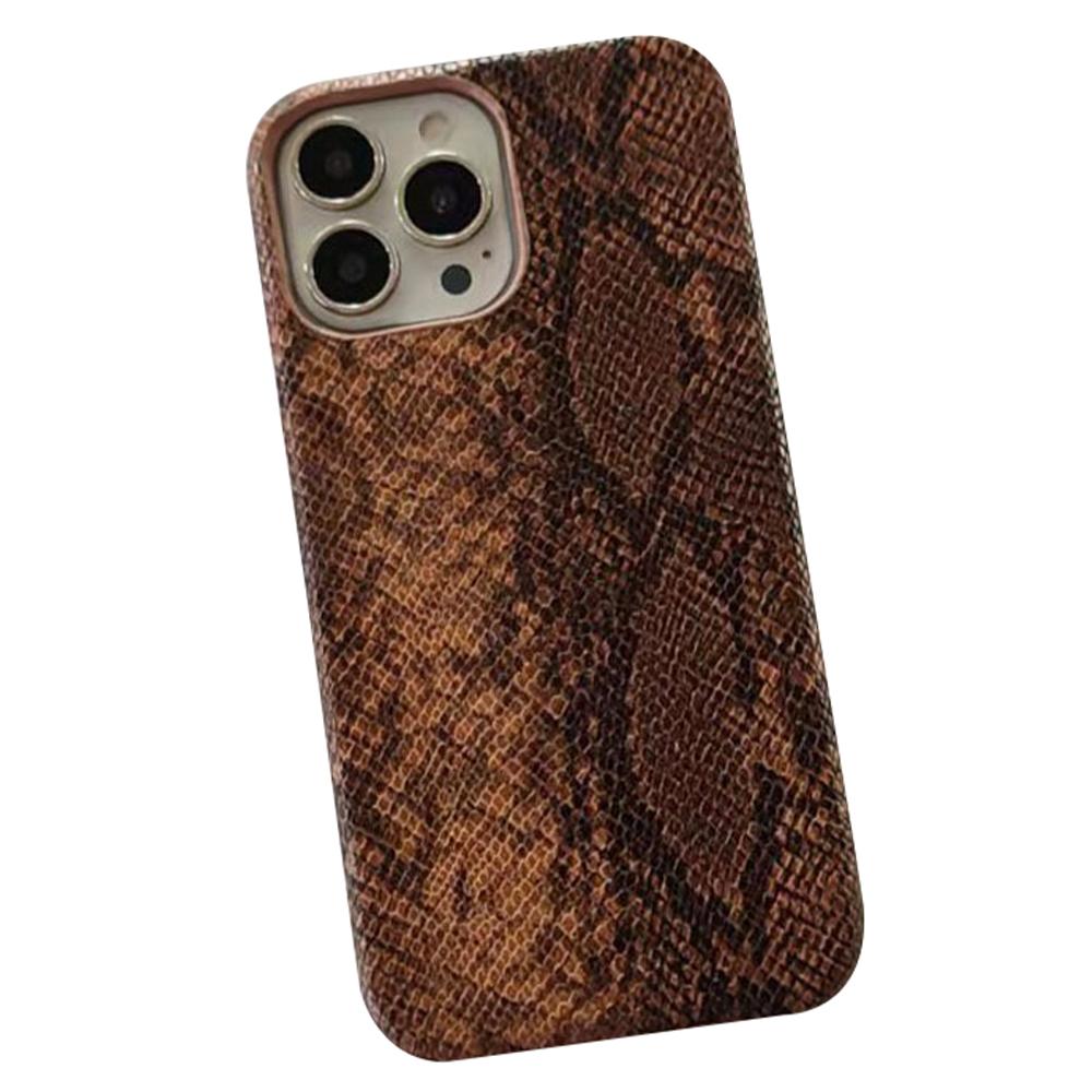 For iPhone 14 Pro Phone Case PC+PU Leather Cover Snake Texture Anti-Drop Phone Back Shell