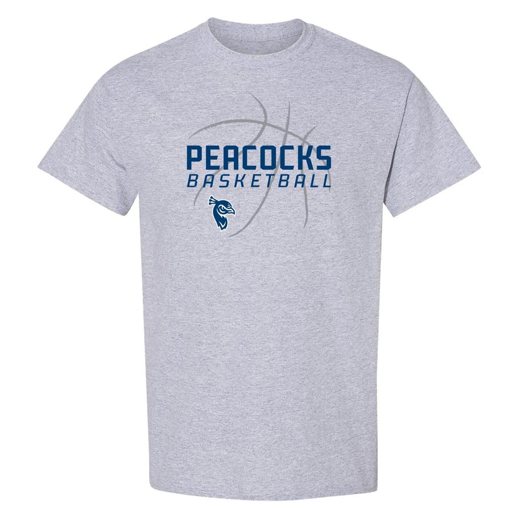 St Peter's University Peacocks Basketball Sketch T-Shirt - Sport Grey