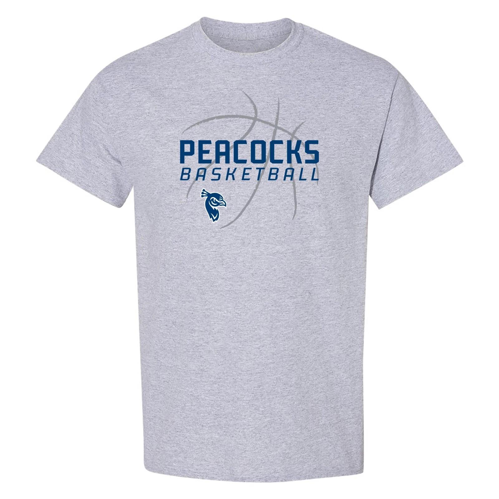 St Peter s University Peacocks Basketball Sketch T-Shirt - Sport Grey 4XL