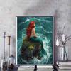 Disney 5D DIY Diamond Painting Ariels Little Mermaid Rock and Wave Illustration Embroidered Mosaic Cross Stitch Home Decor Gift Craft
