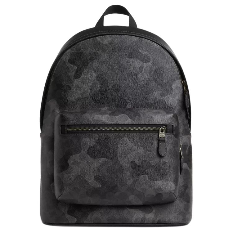 Coach 32 Classic Logo Camouflage Print Smooth Calfskin Backpack Large Men Backpack Gray CW311-QBGRM