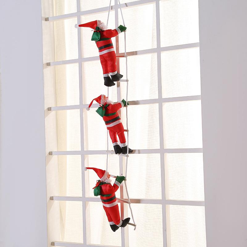 Christmas Pendant Window Climbing Ladder Santa Decorations Santa Climbing Ladder Holiday Props