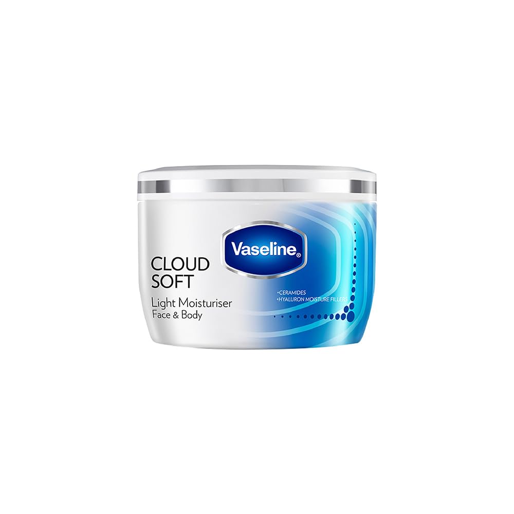 

Vaseline Cloud Soft Light Moisturiser 200 Ml With Ceramides & Hyaluronic Acid Non Sticky 10X Hydration Care