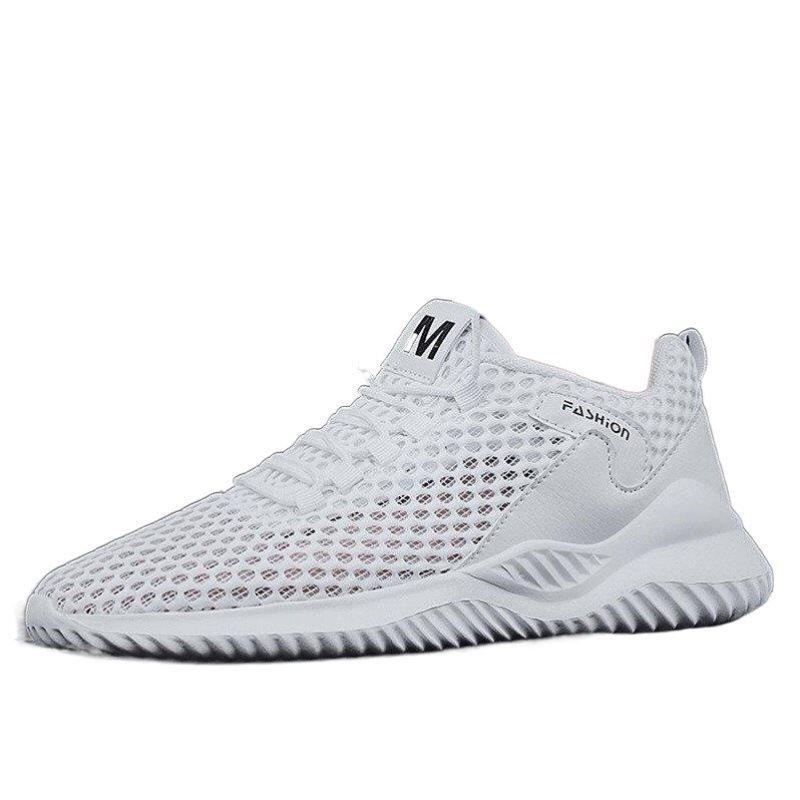 Pantofi de vară cu plasă respirabilă pentru bărbați, pantofi casual de alergare anti-miros, pantofi de student albi pentru bărbați cu plasă subțire decupată respirabilă