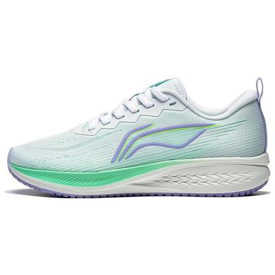 Li Ning Red Hare 6 Slip Resistant Abrasion Resistant Low Top Sprint Running Shoes Women's White Green Purple ARMT016-13