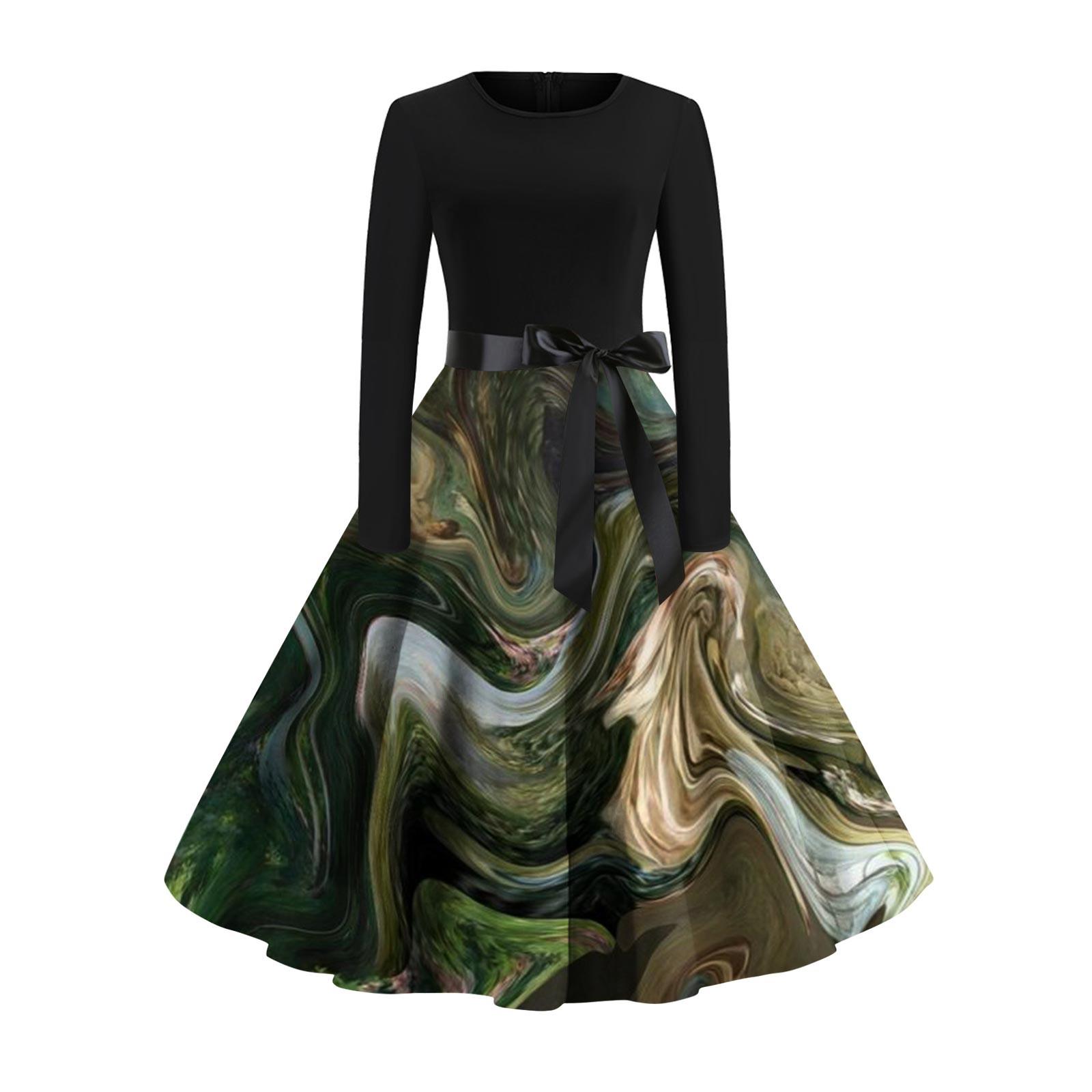 Женское расклешенное платье с принтом для женщин — фото 3