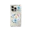 Clear Square Back Tube Case Protection For iPhone 16 ProMax 14 Pro Max 15 Plus 12 13 11 Anti-Oxygen,Pinkish-Blue Flowers Pattern Casing