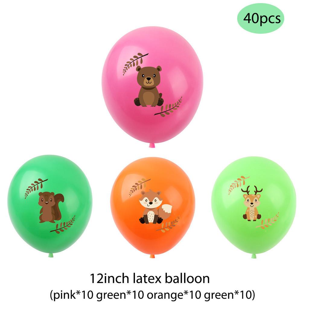 Original Forest Animal Children's Birthday Party Decor Kit With Balloons And Flags