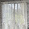 White Lace Embroidery Voile Curtains with Rod Pockets Pulling Curtain for Living Room Bedroom Kitchen 150cm